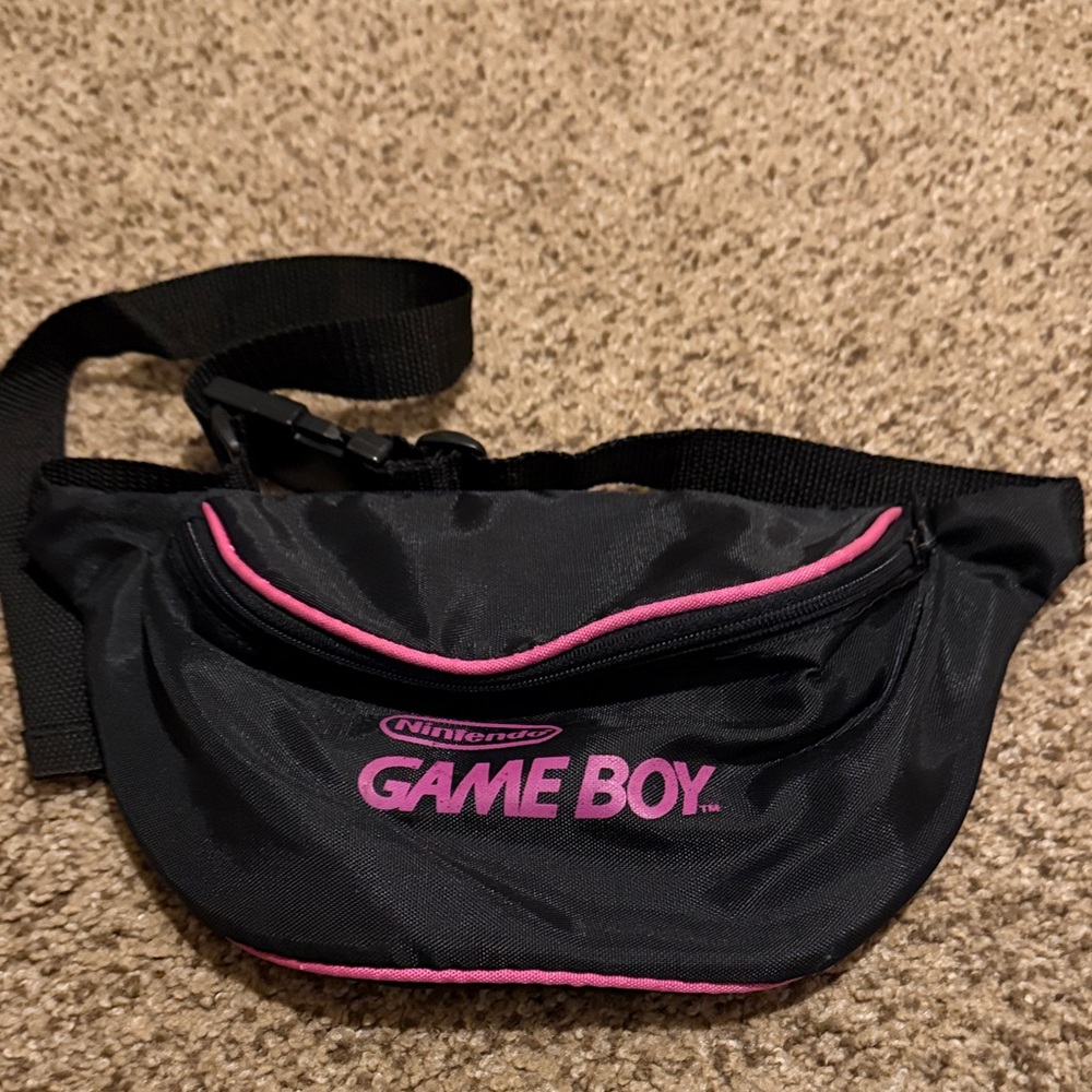 Nintendo Game Boy Black Sling Belt Bag with Pink Accents Vintage 90s